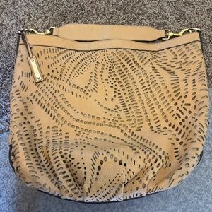Escada Tan Leather Laser Cut Bag